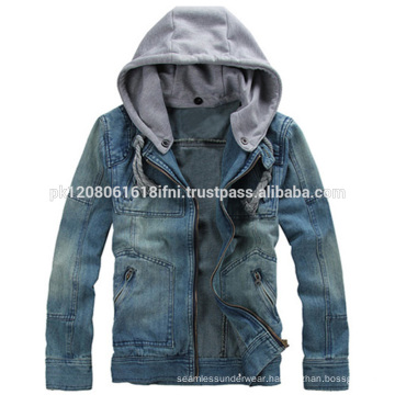 top selling sexy jean jacket with hoodie for men